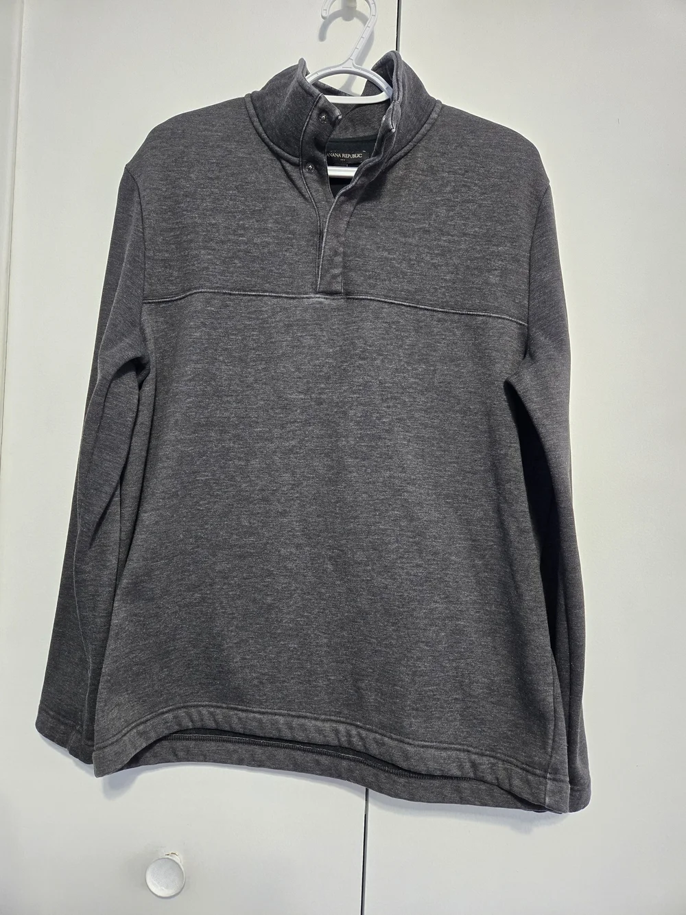 Banana Republic Gray Mock Neck Snap Pullover Sweatshirt Large
